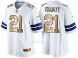 Camiseta Dallas Cowboys Elliott Blanco Nike Gold Game NFL Hombre