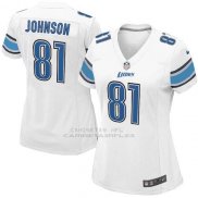 Camiseta Detroit Lions Johnson Blanco Nike Game NFL Mujer