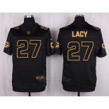 Camiseta Green Bay Packers Lacy Negro Nike Elite Pro Line Gold NFL Hombre