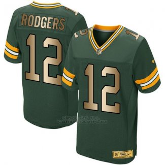 Camiseta Green Bay Packers Rodgers Verde Nike Gold Elite NFL Hombre