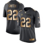 Camiseta Minnesota Vikings Smith Negro 2016 Nike Gold Anthracite Salute To Service NFL Hombre