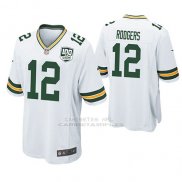 Camiseta NFL Game Hombre Green Bay Packers Aaron Rodgers Blanco 100th Anniversary