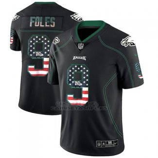 Camiseta NFL Limited Hombre Philadelphia Eagles Nick Foles Negro 2018 USA Flag Fashion Color Rush