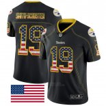 Camiseta NFL Limited Hombre Pittsburgh Steelers 19 Juju Smith Schuster Negro Rush USA Flag