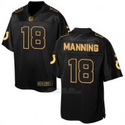 Camiseta Indianapolis Colts Manning Negro 2016 Nike Elite Pro Line Gold NFL Hombre