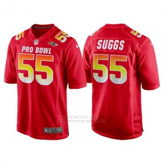 Camiseta NFL Hombre Baltimore Ravens 55 Terrell Suggs Rojo AFC 2018 Pro Bowl