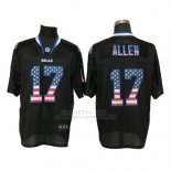 Camiseta NFL Hombre Elite Buffalo Bills 17 Josh Allen Negro Stitched USA Flag Fashion