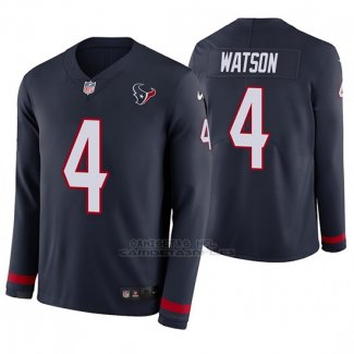 Camiseta NFL Hombre Houston Texans Deshaun Watson Azul Therma Manga Larga
