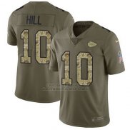 Camiseta NFL Limited Hombre Kansas City Chiefs 10 Tyreek Hill Limited Verde 2017 Salute To Service