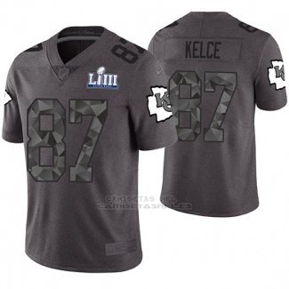 Camiseta NFL Limited Hombre Kansas City Chiefs Travis Kelce Gris Super Bowl LIII