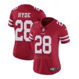Camiseta NFL Limited Mujer San Francisco 49ers 28 Hyde Rojo