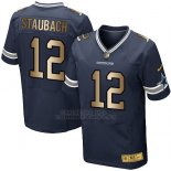 Camiseta Dallas Cowboys Staubach Profundo Azul Nike Gold Elite NFL Hombre
