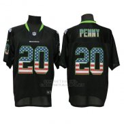 Camiseta NFL Elite Hombre Seattle Seahawks 20 Penny Alternate USA Flag Fashion Negro