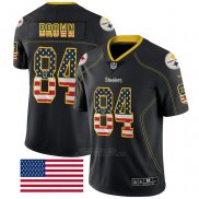 Camiseta NFL Limited Pittsburgh Steelers Brown Rush USA Flag Negro