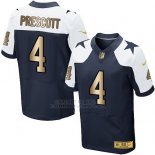 Camiseta Dallas Cowboys Prescott Blanco y Profundo Azul Nike Gold Elite NFL Hombre