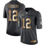 Camiseta Green Bay Packers Rodgers Negro 2016 Nike Gold Anthracite Salute To Service NFL Hombre