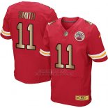 Camiseta Kansas City Chiefs Smith Rojo Nike Gold Elite NFL Hombre