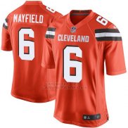 Camiseta NFL Game Hombre Cleveland Marrons 6 Baker Mayfield Naranja 2018 Draft Pick