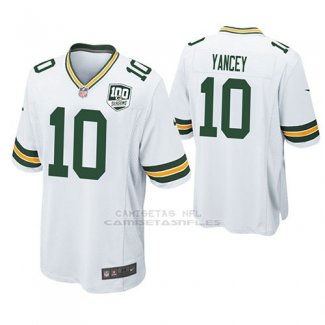 Camiseta NFL Game Hombre Green Bay Packers Deangelo Yancey Blanco 100th Anniversary