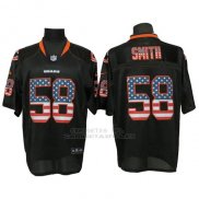 Camiseta NFL Hombre Elite Chicago Bears 58 Roquan Smith Negro Stitched USA Flag Fashion