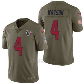 Camiseta NFL Limited Hombre Houston Texans 4 Deshaun Watson 2017 Salute To Service Verde