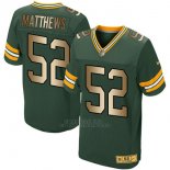 Camiseta Green Bay Packers Matthews Verde Nike Gold Elite NFL Hombre