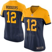 Camiseta Green Bay Packers Rodgers Negro Amarillo Nike Game NFL Mujer