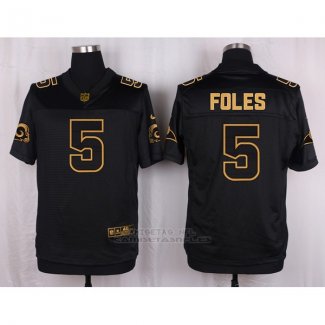 Camiseta Los Angeles Rams Foles Negro Nike Elite Pro Line Gold NFL Hombre