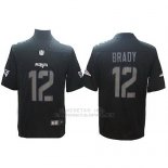 Camiseta NFL Elite Hombre New England Patriots 12 Tom Brady Negro Impact