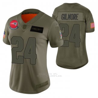 Camiseta NFL Limited Mujer New England Patriots Stephon Gilmore 2019 Salute To Service Verde