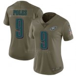 Camiseta NFL Limited Mujer Philadelphia Eagles 9 Nick Foles Verde Stitched 2017 Salute To Service