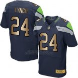 Camiseta Seattle Seahawks Lynch Profundo Azul Nike Gold Elite NFL Hombre
