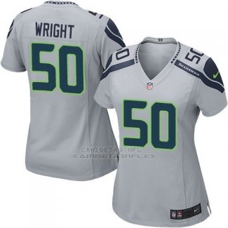 Camiseta Seattle Seahawks Wright Gris Nike Game NFL Mujer