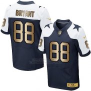 Camiseta Dallas Cowboys Bryant Blanco y Profundo Azul Nike Gold Elite NFL Hombre