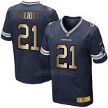 Camiseta Dallas Cowboys Elliott Profundo Azul Nike Gold Elite NFL Hombre