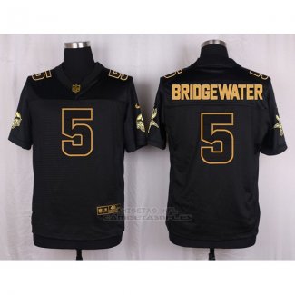 Camiseta Minnesota Vikings Bridgewater Negro Nike Elite Pro Line Gold NFL Hombre
