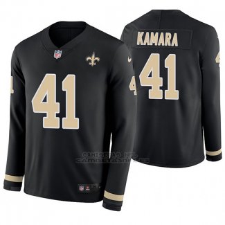Camiseta NFL Hombre New Orleans Saints Alvin Kamara Negro Therma Manga Larga