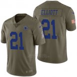 Camiseta NFL Limited Hombre Dallas Cowboys 21 Ezekiel Elliott 2017 Salute To Service Verde