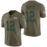 Camiseta NFL Limited Hombre Green Bay Packers 12 Aaron Rodgers 2017 Salute To Service Verde