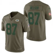 Camiseta NFL Limited Hombre Green Bay Packers 87 Jordy Nelson 2017 Salute To Service Verde