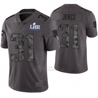 Camiseta NFL Limited Hombre New England Patriots Jonathan Jones Gris Super Bowl LIII