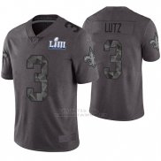 Camiseta NFL Limited Hombre New Orleans Saints Wil Lutz Gris Super Bowl LIII