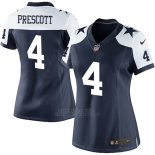 Camiseta NFL Limited Mujer Dallas Cowboys 4 Dak Prescott Throwback Alternate Azul