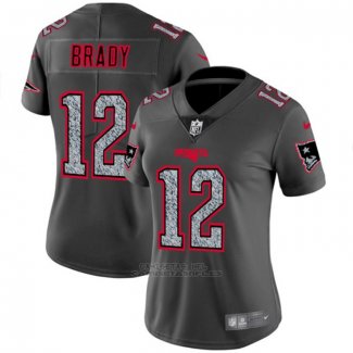 Camiseta NFL Limited Mujer New England Patriots Brady Static Fashion Gris