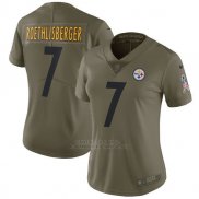 Camiseta NFL Limited Mujer Pittsburgh Steelers 7 Roethlisberger 2017 Salute To Service Verde