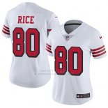 Camiseta NFL Limited Mujer San Francisco 49ers 80 Jerry Rice Blanco Rush Stitched Vapor Untouchable