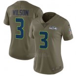 Camiseta NFL Limited Mujer Seattle Seahawks 3 Wilson 2017 Salute To Service Verde