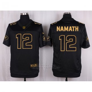 Camiseta New York Jets Namath Negro Nike Elite Pro Line Gold NFL Hombre