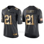 Camiseta Dallas Cowboys Elliott Negro 2016 Nike Gold Anthracite Salute To Service NFL Hombre