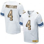 Camiseta Dallas Cowboys Prescott Blanco Nike Gold Elite NFL Hombre